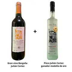 GENERICO - PACK Julián Cortez pisco uvina 500 ml + vino borgoña 750 ml
