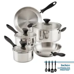 FARBERWARE - Juego de ollas de 12 piezas Reliance de acero inoxidable