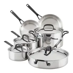KITCHENAID - Juego de ollas de 10 piezas KitchenAid 5-PLY en acero inoxidable