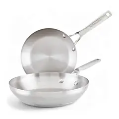 KITCHENAID - Juego de 2 sartenes de 20 y 24 cm inducción en acero inoxidable de 3 capas