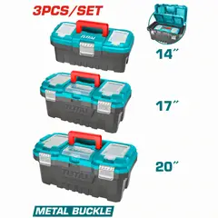 TOTAL TOOLS - Cajas De Herramientas Set 3 Plástico Alto Impacto Y Hebillas Metálicas Total - TPBXK0032