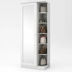 NACIONAL - Zapatera de Melamina Multifuncional con espejo - AMANDA