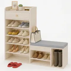 NACIONAL - Zapatera de melamina Multifuncional con asiento - MALENA Tivoli