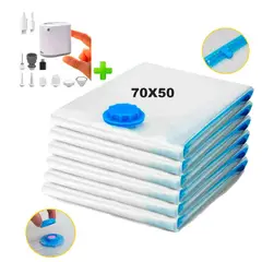 VARIOS - Pack 6 Bolsas de Aire al Vacío de Viaje 70x50cm + Bomba de Aire Inalámbrico