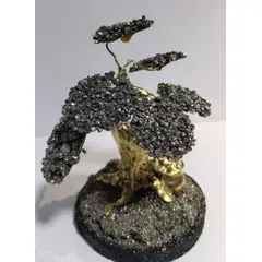 GENERICO - ARBOLITO DE LA FORTUNA  DORADO CON PIEDRAS DE PIRITA