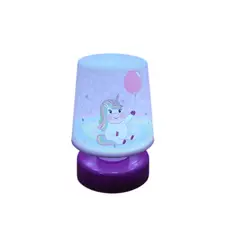 GENERICO - Lampara pequeña para escritorio o dormitorio infantil unicornio morado