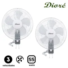 DIORE - Pack 02 Ventilador de pared Dioré MWF 1605 3 velocidades 5 aspas 55 W Blanco