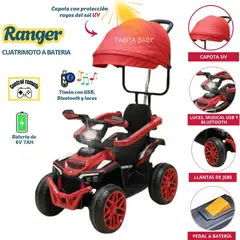 GRACO - Carrito a Batería Musical y luces Ranger Rojo