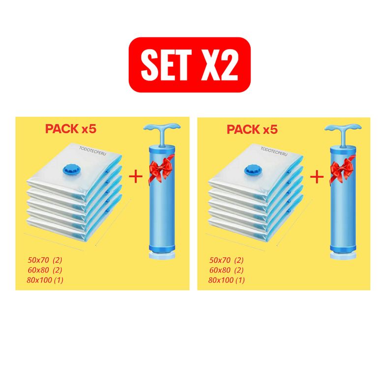 2 PACKS BOLSAS AL VACIO MAS INFLADOR SUCCIONADOR DE AIRE