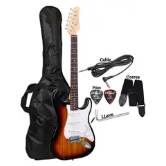 GENERICO - Guitarra Eléctrica Color Sunburst Incluido Correa&Funda&Cable&Púa&LLaves