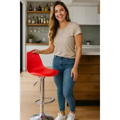 GENERICO - SILLA BANCO BAR TABURETE GIRATORIO REGULABLE CON RESPALDO Y REPOSAPIÉS COCINA Y SALA