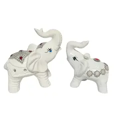 GENERICO - Pareja de Elefantes Decorativos de Cerámica