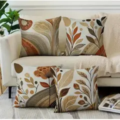 GENERICO - Pack 4 Fundas de Cojin Decorativo de Flores 45x45 cm