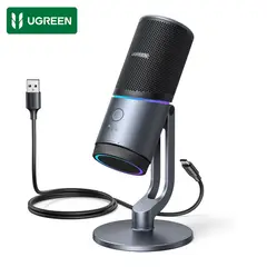 UGREEN - Micrófono Gamer USB RGB Cancelación de Ruido para Podcasting Streaming