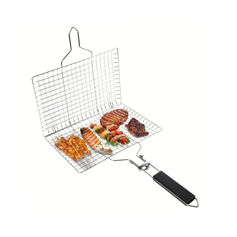Cesta Portátil De Acero Inoxidable Para Pescado A La Parrill