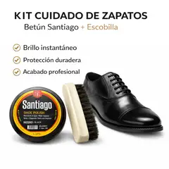 GENERICO - Betún Santiago con Escobilla Premium para limpieza de zapato de cuero negro