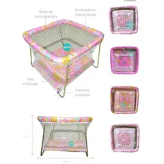 GENERICO - Corral Para Bebes Acolchado Economico Cambrel -Nacional Rosa