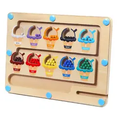 GENERICO - Laberinto Magnético de Colores y Números Juguete Educativo de Madera