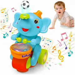 GENERICO - Elefante Musical para Bebé con Luces Sonidos 360° Celeste