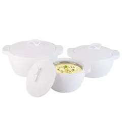 BELESSI - Set de 3 Fuentes Insuladas Blancas Multiuso (fuente y contenedor) con Tapa