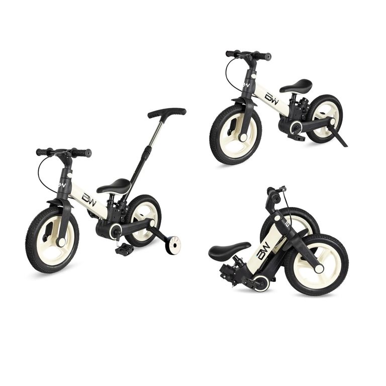 Bicicleta Balance Plegable 4 En1 Con Guía Crema