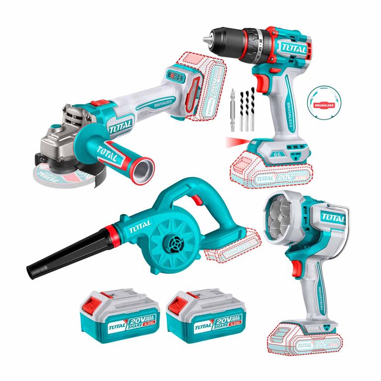 Combo Taladro 66nm + Amoladora + Sopladora + Linterna 2bat