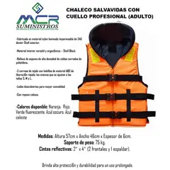 GENERICO - FLOTADOR O CHALECO SALVAVIDAS PROFESIONAL CON CUELLO TALLA L ADULTO
