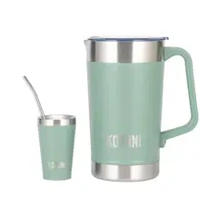 KOTIINI - Jarra térmica acero inoxidable 2L + vaso 140ml verde