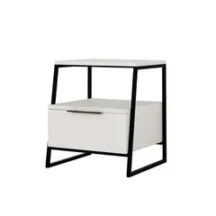 STARHOME - Velador Moderno con patas de madera Blanco Starhome