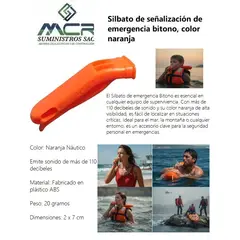 GENERICO - SILBATO SALVAVIDA DE EMERGENCIA BITONO COLOR NARANJA