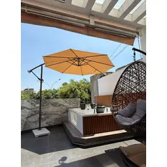 GENERICO - SOMBRILLA PARA TERRAZA LATERAL CON BASE DE PIEDRA color Taupe