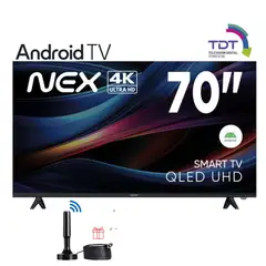 NEX - Televisor QLED 70 4K ULTRA HD ANDROID TV TVQLED70S +ANTENA DIGITAL