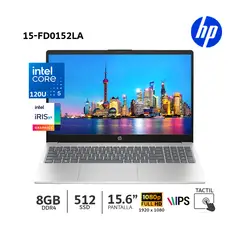 HP - Laptop HP 15-fd0152la Intel Core 5-120U 8Gb Ram 512Gb SSD 156 Pantalla táctil FHD - B9TS2LA
