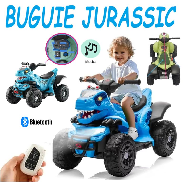 Cuatrimoto Jurassic a Bateria Llanta de Eva con control y Bluetooth -Azul