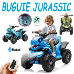 GENERICO - Cuatrimoto Jurassic a Bateria Llanta de Eva con control y Bluetooth -Azul