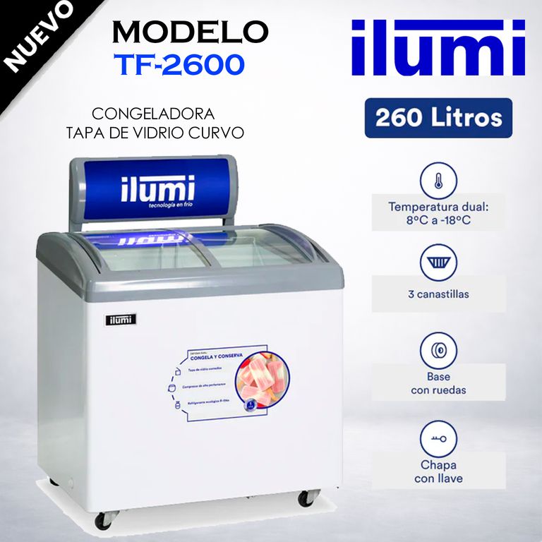 TF-2600 - Congelador Horizontal 260Lt Blanco Ilumi