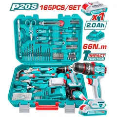 TOTAL TOOLS - Taladro Percutor Con Juego De Herramientas 165pcs Total - THKTHP11652
