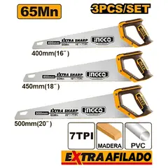 INGCO TOOLS - JUEGO 3 SERRUCHOS INGCO 65MN 16" 18" 20" COS23093