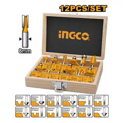 INGCO TOOLS - SET 12 FRESAS PARA RUTEADORA INGCO 8MM AKRT1211