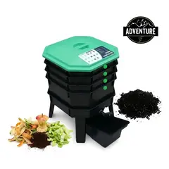 ANYHOGAR - Vermicompostera De 4 Bandejas Plástico Reciclado Compostera