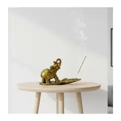 GENERICO - Porta Incienso Elefante Dorado de la Abundancia