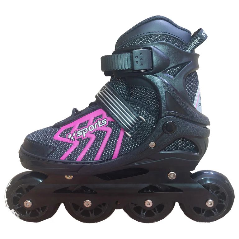 Patin lineal negro con fucsia talla regulable de 35-37