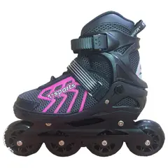 GENERICO - Patin lineal negro con fucsia talla regulable de 39-40