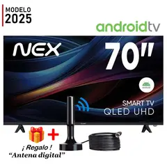 NEX - Televisor QLED 70 4K UHD Android TV TVQLED70S + Antena Digital