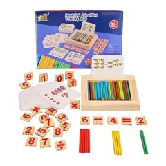 GENERICO - Kit de Aprendizaje de Matemáticas de Madera con Palitos y Números