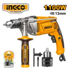 INGCO TOOLS - ID11008 TALADRO PERCUTOR 1/2" DE 1100w 13mm + KC1301.1  CHUCK 1/2" 3PIEZAS