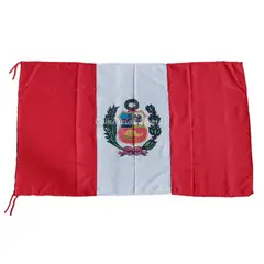 PERU - Bandera de 135x85cm CALIDAD A1 de Tela Lanilla Con Escudo