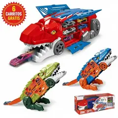 GENERICO - DINO TRUCK LANZA CARROS + 6 CARRITOS DE REGALO