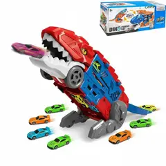 GENERICO - DINO TRUCK LANZA CARROS + 6 CARRITOS DE REGALO