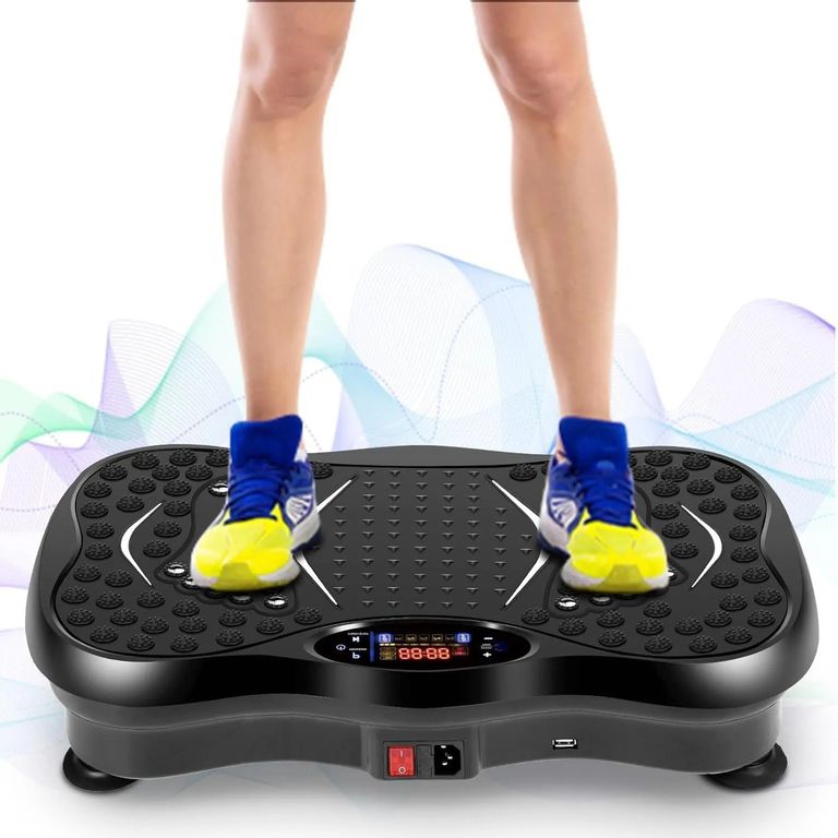 PLATAFORMA VIBRATORIA DE 120 VELOCIDADES CON BLUETOOTH CONTROL 2 LIGAS PARA EJERCICIOS COLOR NEGRO
